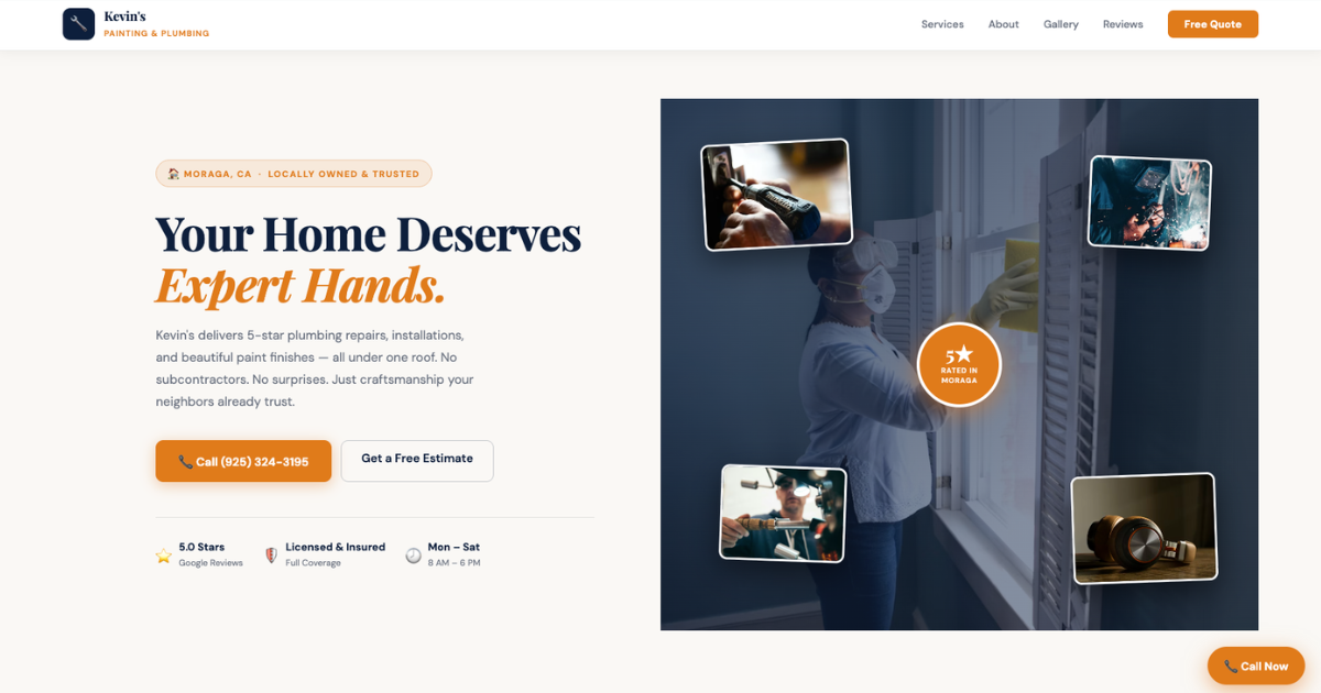 Custom plumbing and painting service company website built by Grotto